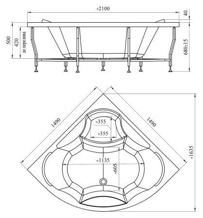 Акриловая ванна Радомир Верона Комфорт Gold 