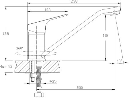 Смеситель Rossinka RS29-21 Хром 