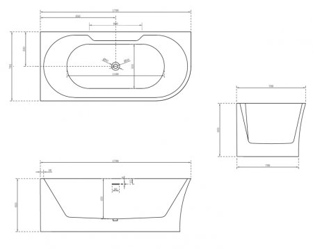 Акриловая ванна ABBER AB9335-1.7 L 