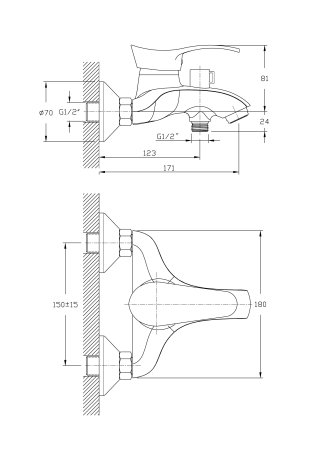 Смеситель для ванны HAIBA HB6001 хром 