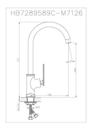 Смеситель однорычажный для кухни HAIBA HB70589 хром 