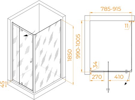 Душевой уголок RGW PA-44 (PA-02 + Z-050-1) 800x1000 