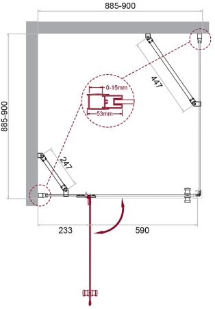 Душевой уголок BelBagno Kraft 90х90 KRAFT-A-12-90-C-Cr-L профиль Хром стекло прозрачное 