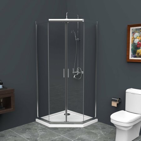 Душевой уголок BelBagno Uno 90х90 UNO-195-P-2-90-C-Cr профиль Хром стекло прозрачное 
