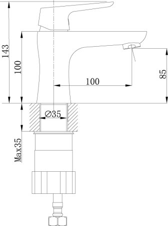 Смеситель Rossinka RS36-11U для раковины 