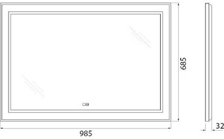 Зеркало BelBagno Kraft 98.5 SPC-KRAFT-985-685-TCH-WARM-NERO с подсветкой с подогревом Черное с сенсорным выключателем 