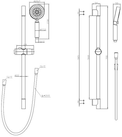 Душевой гарнитур BelBagno Ancona BB-SAL-CRM Хром 