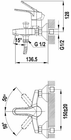 Смеситель для ванны Teka Salina 271216200 Хром 