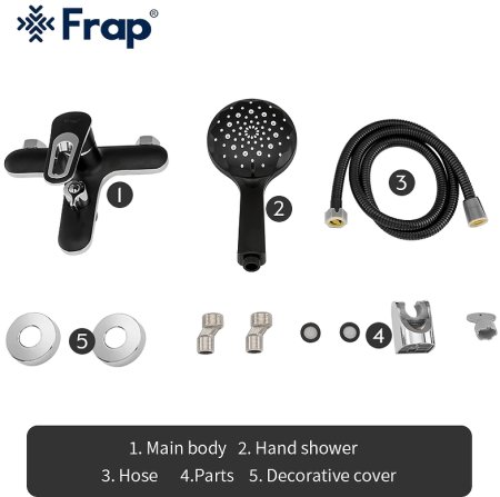 Смеситель для ванны Frap H49-6 F3249-6 Черный матовый Хром 