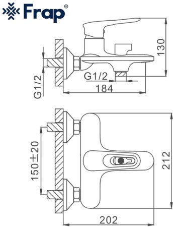Смеситель для ванны Frap H49-6 F3249-6 Черный матовый Хром 