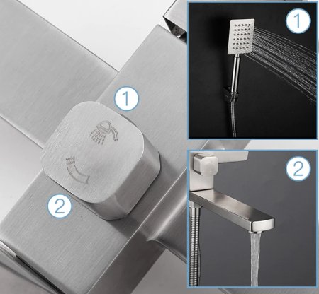 Смеситель для ванны Frap H802 F32802 универсальный Нержавеющая сталь 