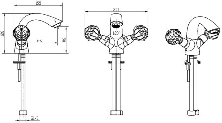 Смеситель для раковины Boheme Brillante Presente 351 Хром 