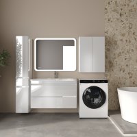 Тумба подвесная STYLE LINE "Атлантика 100", Люкс Плюс белый глянец с раковиной Атлантика 100