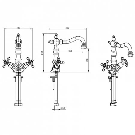 Смеситель для раковины Boheme Camelia 272 Хром 