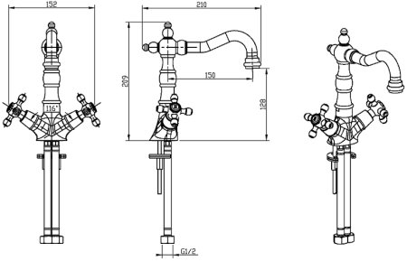 Смеситель для раковины Boheme Camelia 272 Хром 