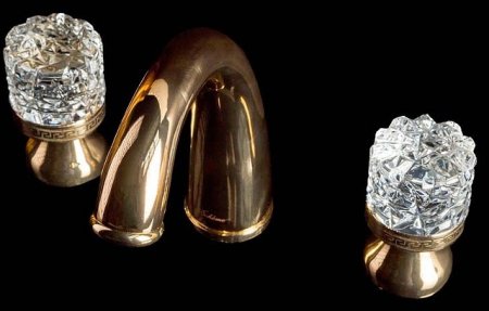 Смеситель для раковины Boheme Crystal 297-CRST Золото 