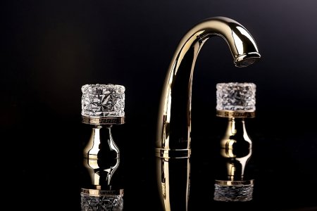 Смеситель для раковины Boheme Crystal 297-CRST Золото 