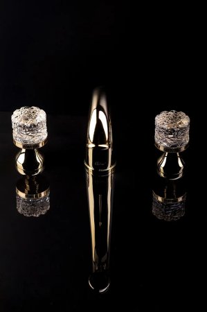 Смеситель для раковины Boheme Crystal 297-CRST Золото 