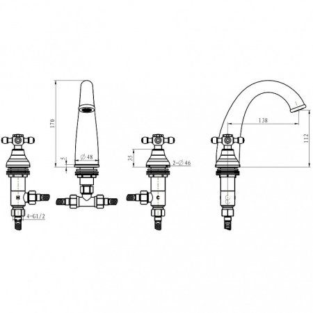 Смеситель для раковины Boheme Crystal 297-CRST Золото 