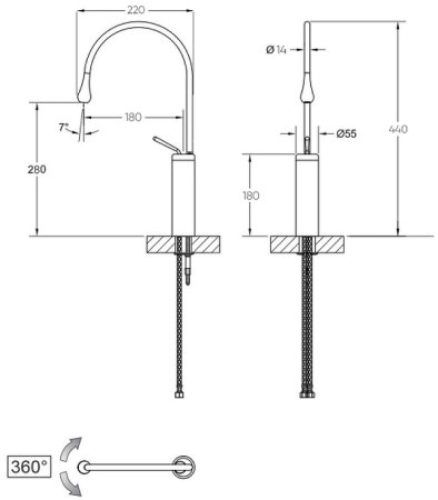 Смеситель для раковины Bronze de Luxe Scandi 9015C Хром 