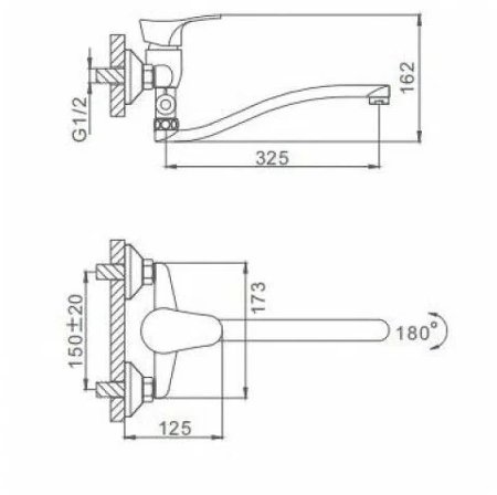 Смеситель для ванны Frap H14 F2114-B универсальный Хром 