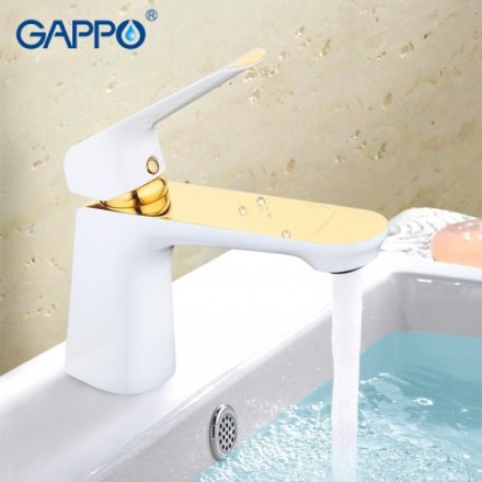 Смеситель для раковина Gappo Soviste G1080 белый / золото 