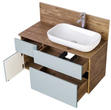 Тумба под раковину Aquaton Мишель 100 1A256901MIX30 подвесная Дуб рустикальный Фьорд 