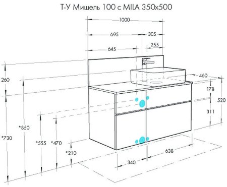 Тумба под раковину Aquaton Мишель 100 1A256901MIX30 подвесная Дуб рустикальный Фьорд 