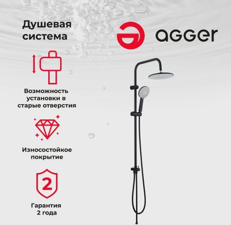 Душевая система Agger Breeze A0193544 Черная 
