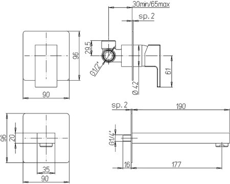 Смеситель для раковины Paini Dax 84CR208RQ Хром 