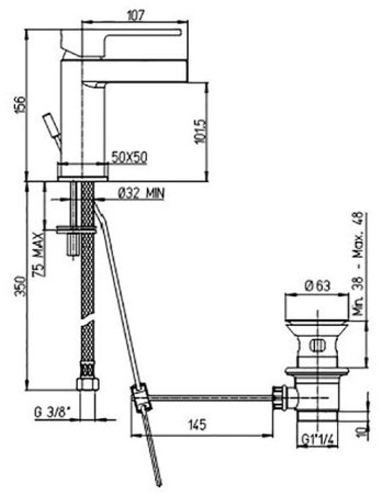Смеситель для раковины Paini Dax 84CR211WFRKM Хром 
