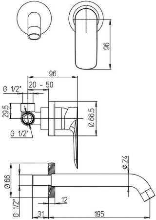 Смеситель для раковины Paini Nove 09PZ208 Черный матовый 