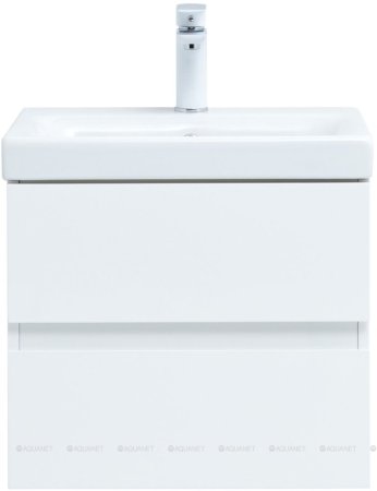 Тумба с раковиной Aquanet Беркли 50 белый глянец (2 ящика) 