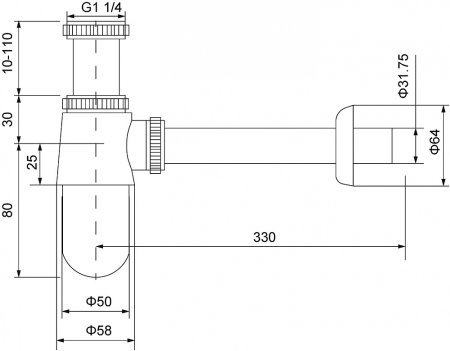 Сифон для раковины Timo 960/00L хром 