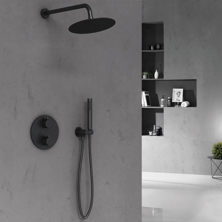 Душевая система Vincea VSFW-101TMB с термостатом Черная матовая 
