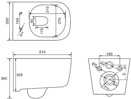 Унитаз Vincea Core VT1-28 подвесной Белый с сиденьем Микролифт 