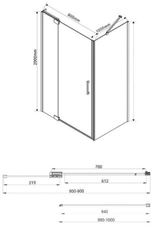 Душевой уголок Vincea Extra 90х100 VSR-1E809010CL профиль Хром стекло прозрачное 