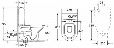 Унитаз компакт Azario Fretta New AZ-1223B с бачком и сиденьем Микролифт 
