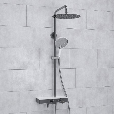 Душевая система WasserKRAFT A113.116.059.CH Thermo с термостатом Хром Белая 
