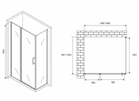 Душевой уголок Abber Sonnenstrand 140х100 AG04140S-S100 профиль Хром стекло прозрачное 