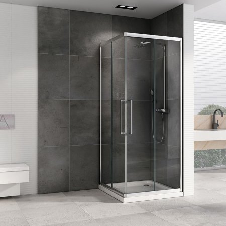 Душевой уголок Abber Schwarzer Diamant 90x90 AG02090H профиль Хром стекло прозрачное 