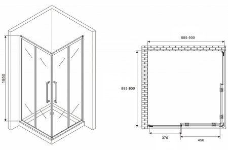 Душевой уголок Abber Schwarzer Diamant 90x90 AG02090H профиль Хром стекло прозрачное 