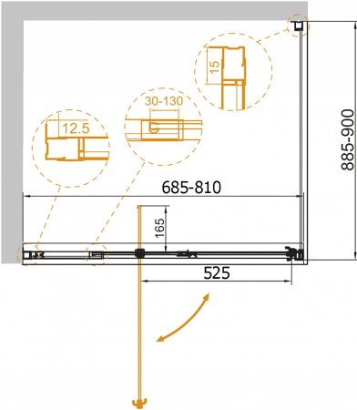 Душевой уголок Cezares Variante AH-1 70/80-90 C Cr 