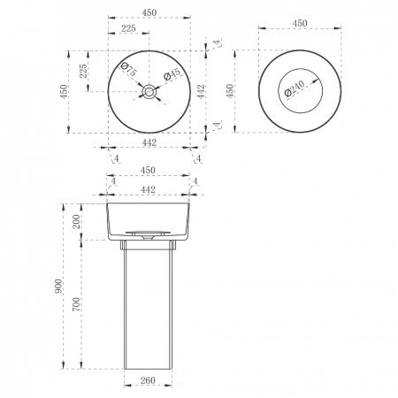 Раковина Abber Kristall 45 AT2702Opal Коричневая 