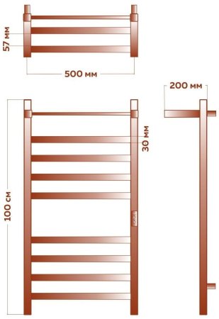 Полотенцесушитель электрический с полочкой (лесенка) Bauedge Hotel Shelf DB-0003, 50x100 см 