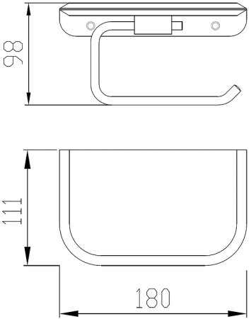 Держатель туалетной бумаги Abber Nord AA1530B с полкой Черный матовый 