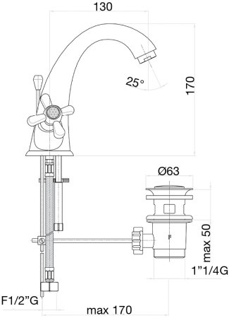 Смеситель для раковины Fiore MARGOT SKY (SWAROVSKI®) 01ZZ0623, бронза 