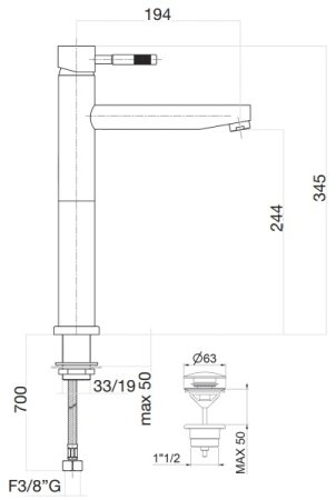 Смеситель для раковины Webert Rimini RI831402010, золото 
