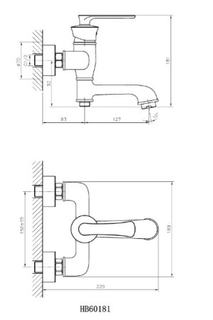 Смеситель для ванны HAIBA HB60181 хром 