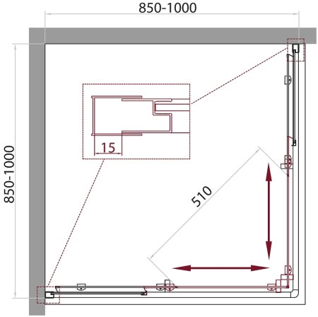 Душевой уголок BelBagno Unique 100х100 UNIQUE-A-2-85/100-M-Cr профиль Хром стекло матовое 